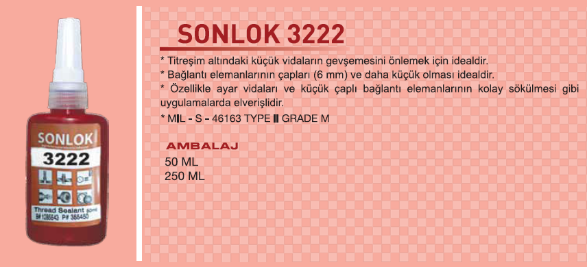 Sonlok 3222 Civata Sabitleyici 250 gr