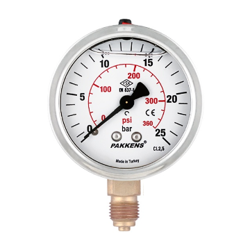 Pakkens 63x04 Gliserinli Alttan Çıkışlı Manometre