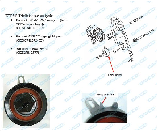 UTR BDK1703/1 KTB343 Gergi Kiti