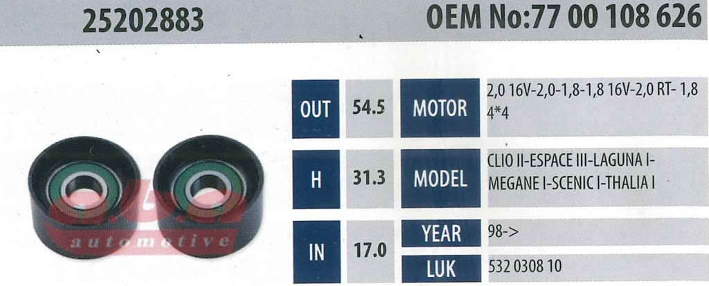 ABA 25202883 Renault Gergi Rulmanı