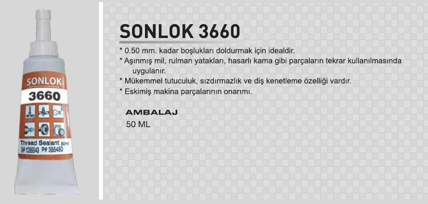 Sonlok 3660 Rulman Kenetleyici 50 gr
