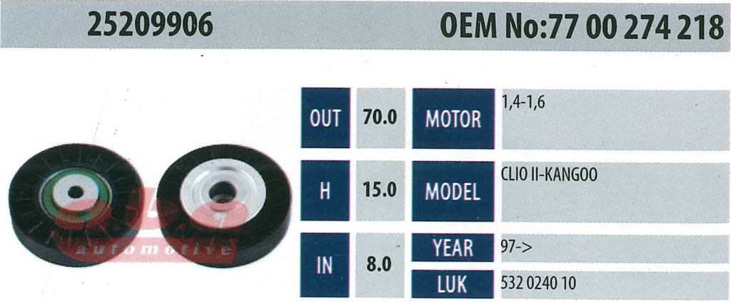 ABA 25209906 Gergi Rulmanı