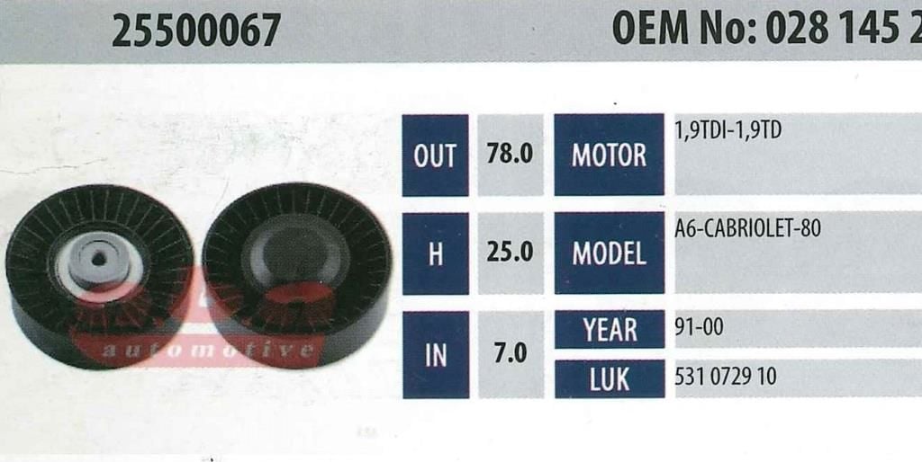 ABA 25500067 Gergi Rulmanı