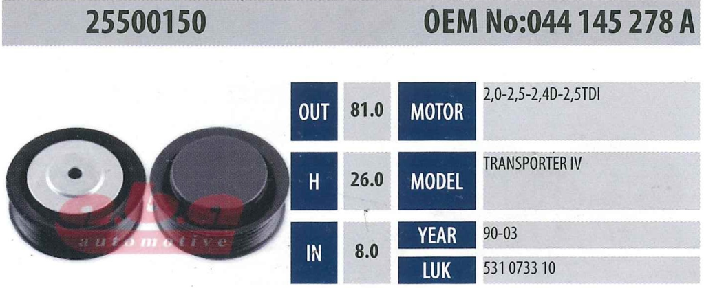 ABA 25500150 Gergi Rulmanı