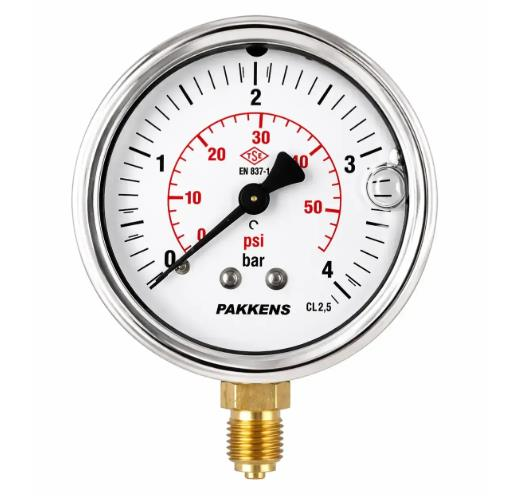 Pakkens 100x01 Gliserinli Alttan Çıkışlı Manometre