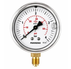 Pakkens 50x02,5Gliserinli Alttan Çıkışlı Manometre