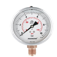 Pakkens 100x02.5 Glis. Alttan Çıkışlı Manometre