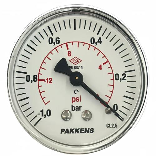 Pakkens 063 -1+9 Kuru Arka Çıkışlı Vakummetre